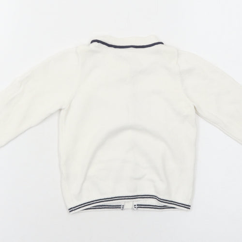 Preworn Baby White Cotton Cardigan Jumper Size 9-12 Months Button
