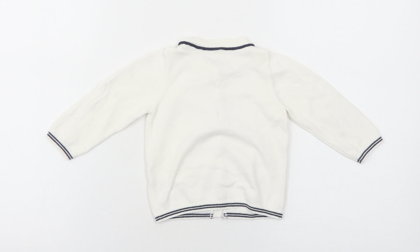 Preworn Baby White Cotton Cardigan Jumper Size 9-12 Months Button