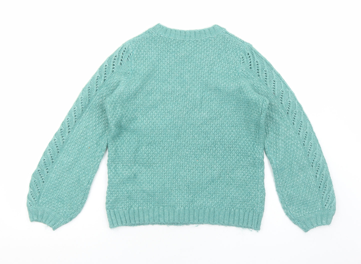 M&Co Womens Green Scoop Neck Acrylic Pullover Jumper Size S