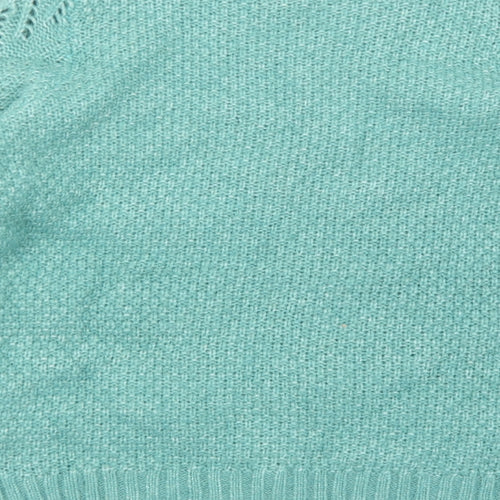 M&Co Womens Green Scoop Neck Acrylic Pullover Jumper Size S