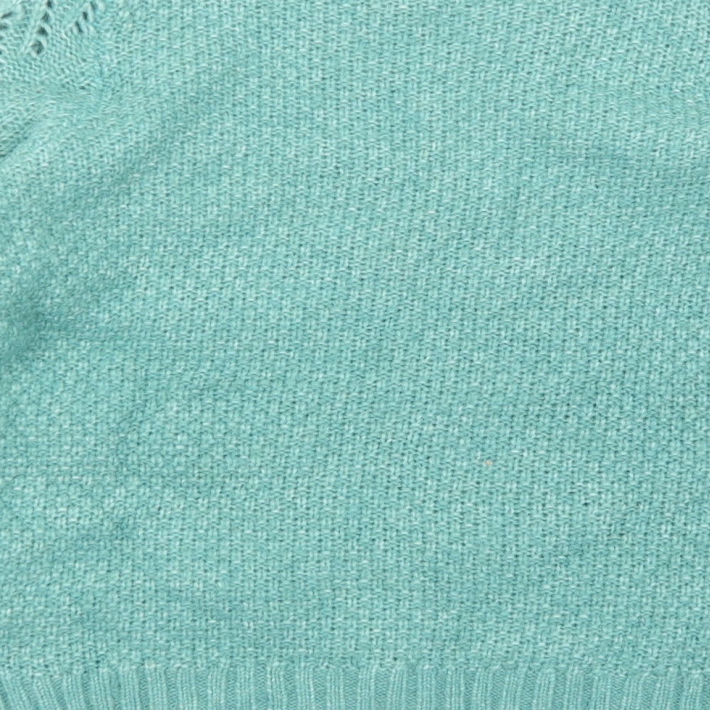 M&Co Womens Green Scoop Neck Acrylic Pullover Jumper Size S