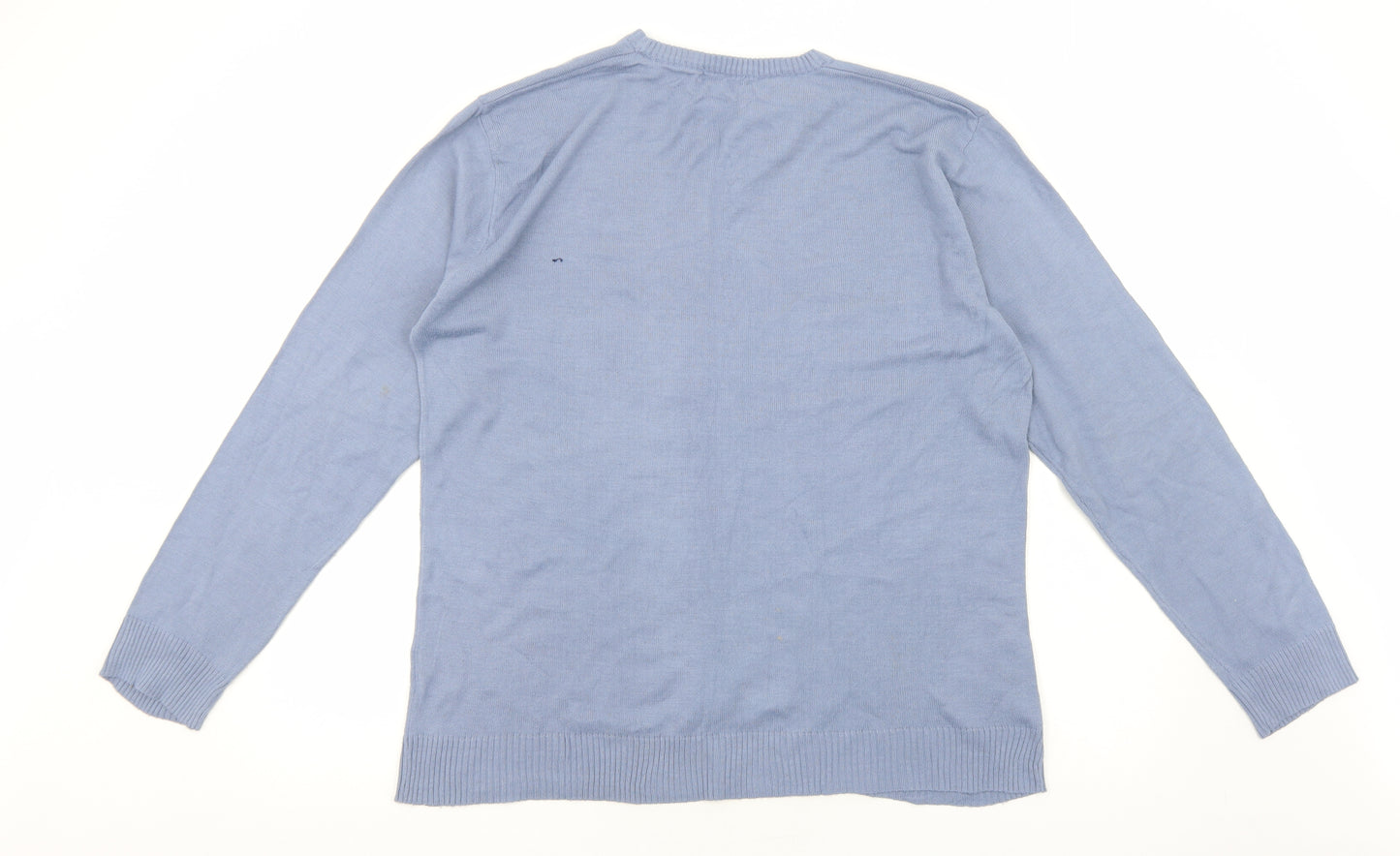 Slazenger Mens Blue Round Neck Acrylic Pullover Jumper Size M Long Sleeve