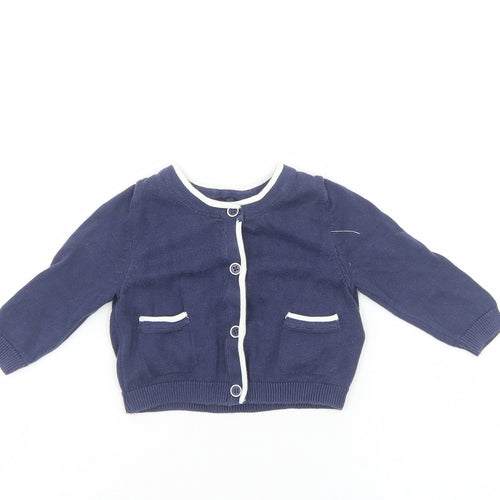 Marks and Spencer Baby Blue Cotton Cardigan Jumper Size 6-9 Months Button