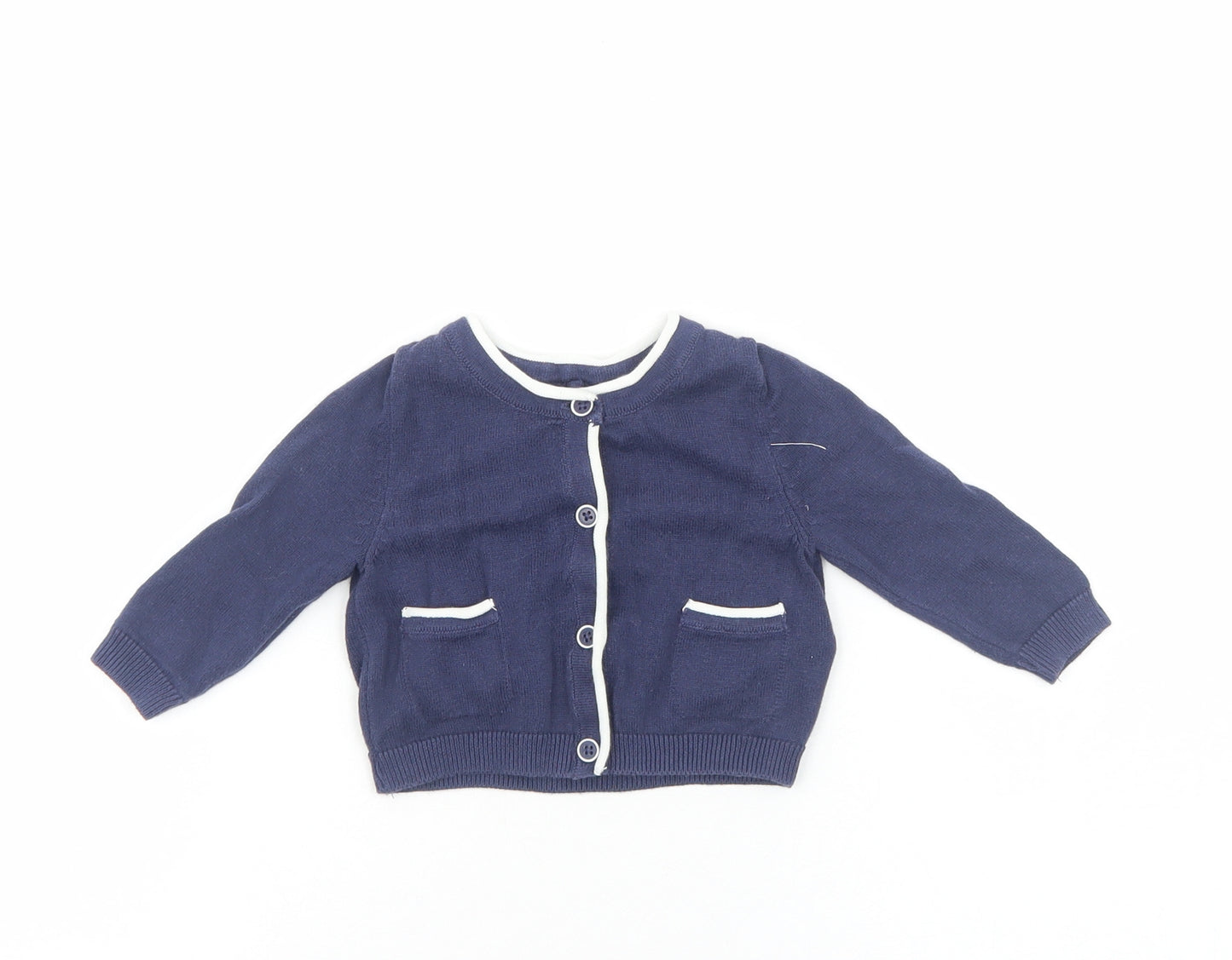 Marks and Spencer Baby Blue Cotton Cardigan Jumper Size 6-9 Months Button