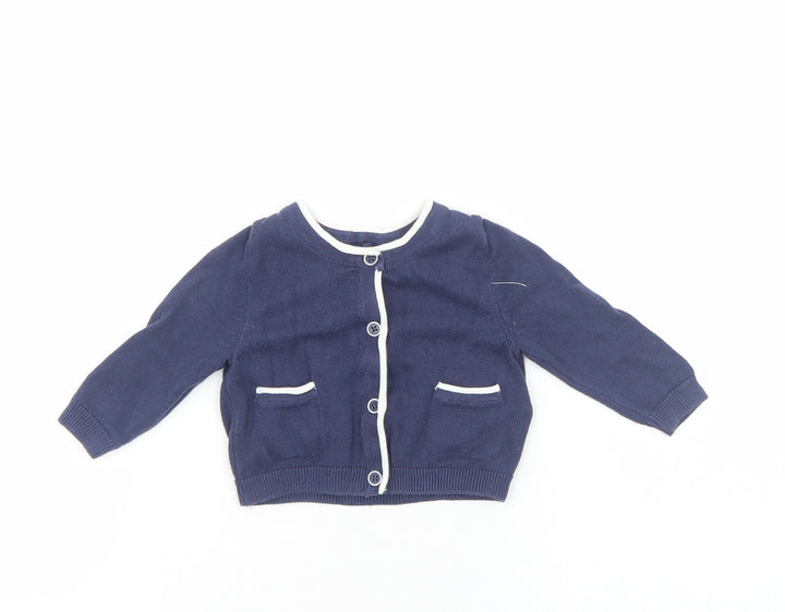 Marks and Spencer Baby Blue Cotton Cardigan Jumper Size 6-9 Months Button