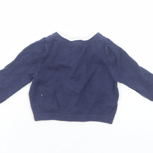 Marks and Spencer Baby Blue Cotton Cardigan Jumper Size 6-9 Months Button