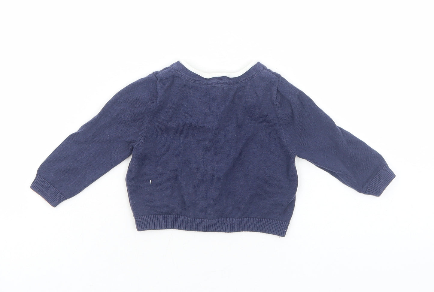 Marks and Spencer Baby Blue Cotton Cardigan Jumper Size 6-9 Months Button