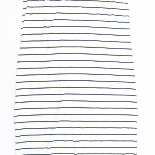 George Womens White Striped Viscose Tank Dress Size M Round Neck Pullover