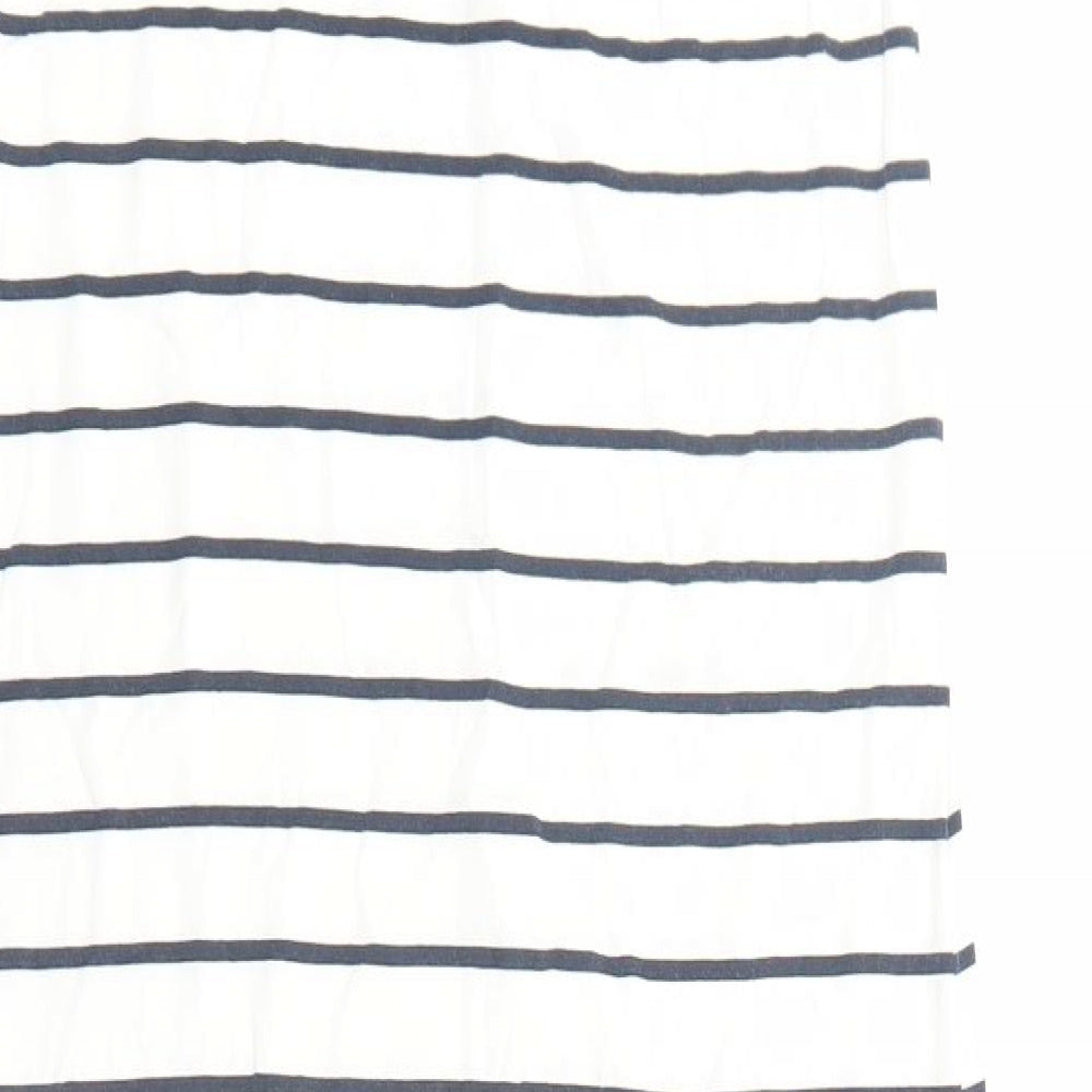 George Womens White Striped Viscose Tank Dress Size M Round Neck Pullover