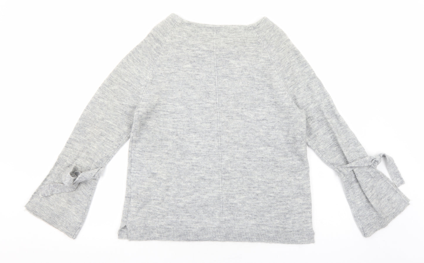 Mint Velvet Womens Grey Boat Neck Polyamide Pullover Jumper Size 14 - Flute Sleeve