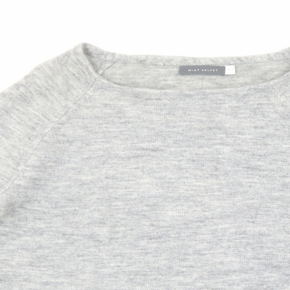 Mint Velvet Womens Grey Boat Neck Polyamide Pullover Jumper Size 14 - Flute Sleeve