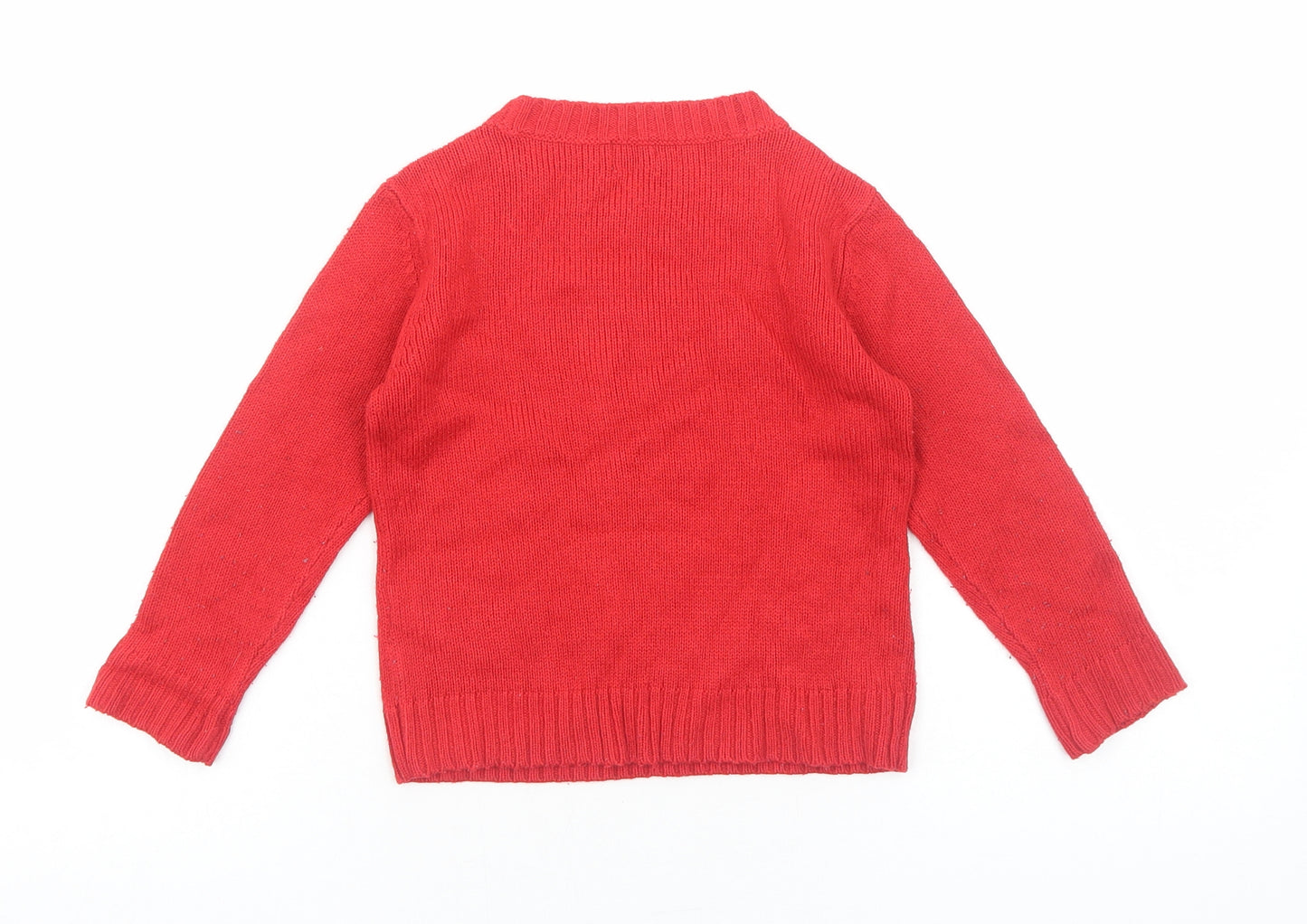 F&F Boys Red Cotton Pullover Jumper Size 18-24 Months Pullover - Christmas