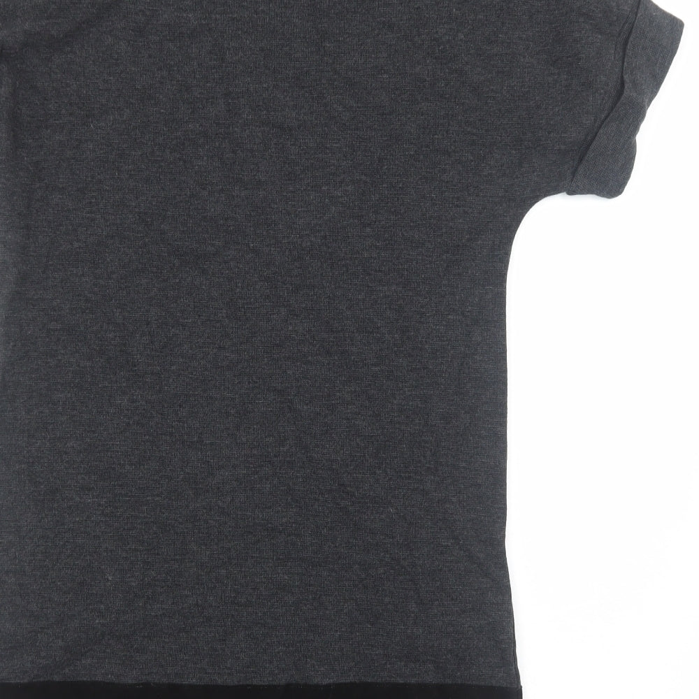AllSaints Womens Grey Cotton Jumper Dress Size M Round Neck Pullover