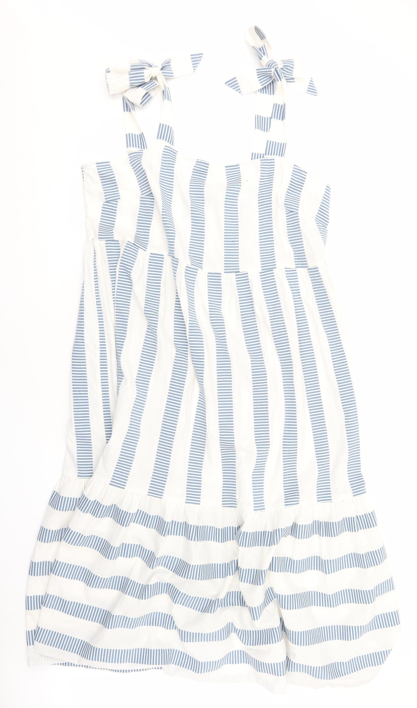 Marks and Spencer Womens White Striped Cotton Trapeze & Swing Size 20 Square Neck Pullover