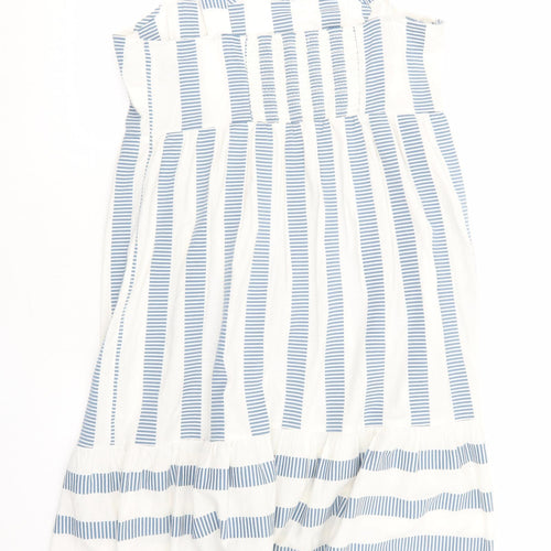 Marks and Spencer Womens White Striped Cotton Trapeze & Swing Size 20 Square Neck Pullover