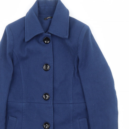 Oner Womens Blue Pea Coat Coat Size L Button