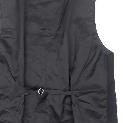 Hisdern Mens Black Polyester Jacket Suit Waistcoat Size 3XL Regular