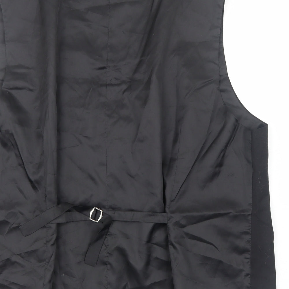 Hisdern Mens Black Polyester Jacket Suit Waistcoat Size 3XL Regular