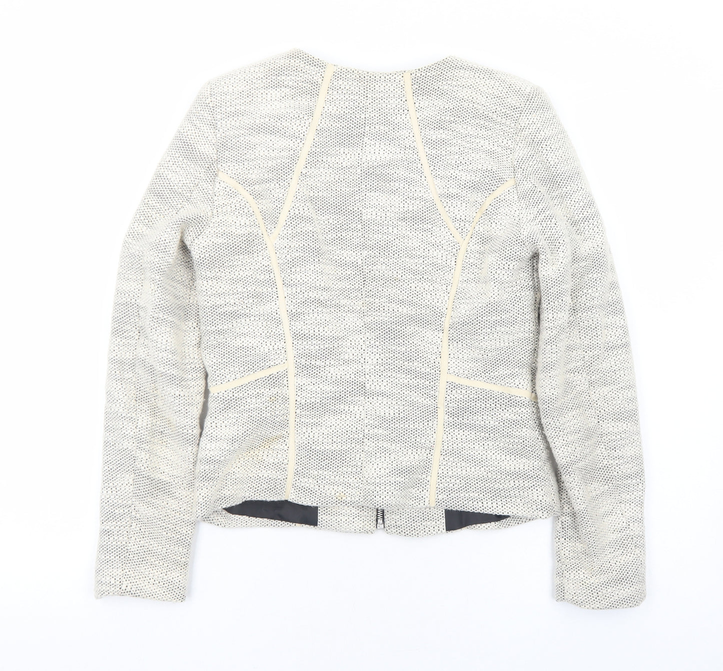 H&M Womens Ivory Geometric Jacket Size 8 Zip