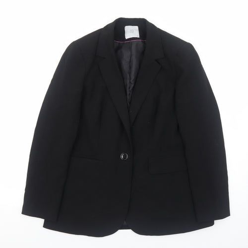 TU Womens Black Polyester Jacket Blazer Size 12