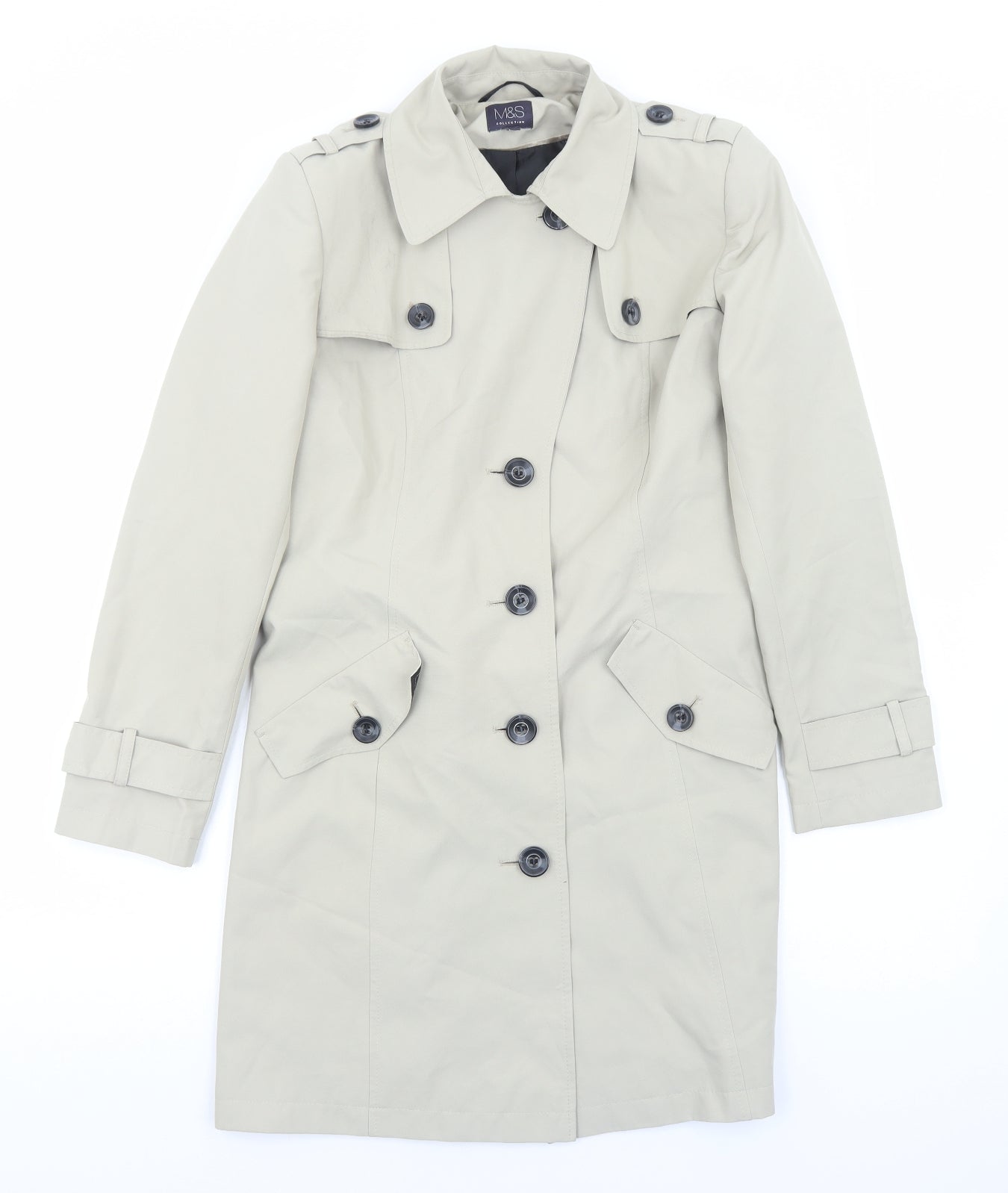 Marks and Spencer Womens Beige Trench Coat Coat Size 10 Button