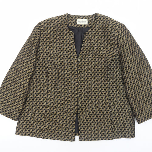 Eastex Womens Gold Geometric Jacket Blazer Size 20 Button