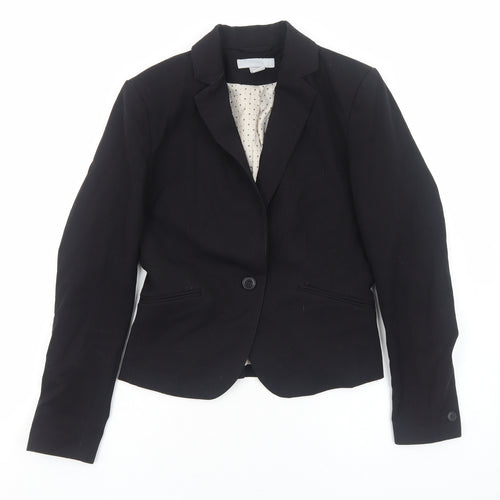 H&M Womens Black Cotton Jacket Blazer Size 6