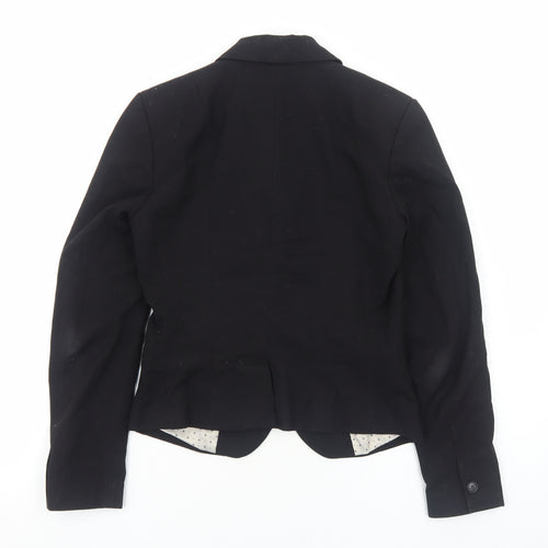 H&M Womens Black Cotton Jacket Blazer Size 6