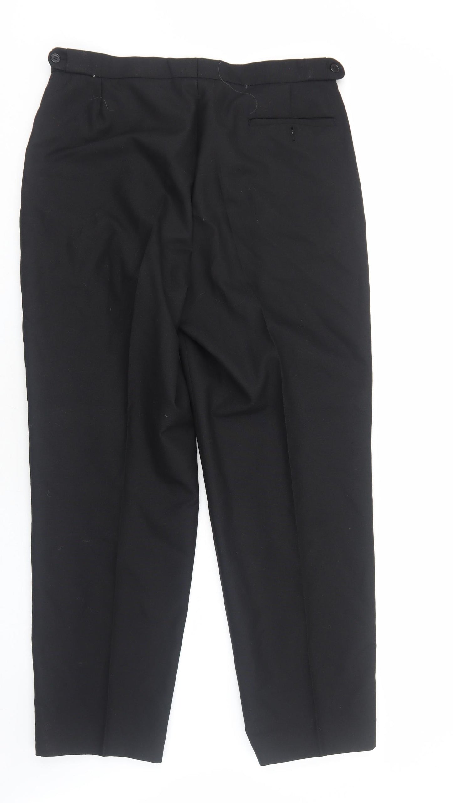 David Moss Mens Black Polyester Dress Pants Trousers Size L Regular Zip