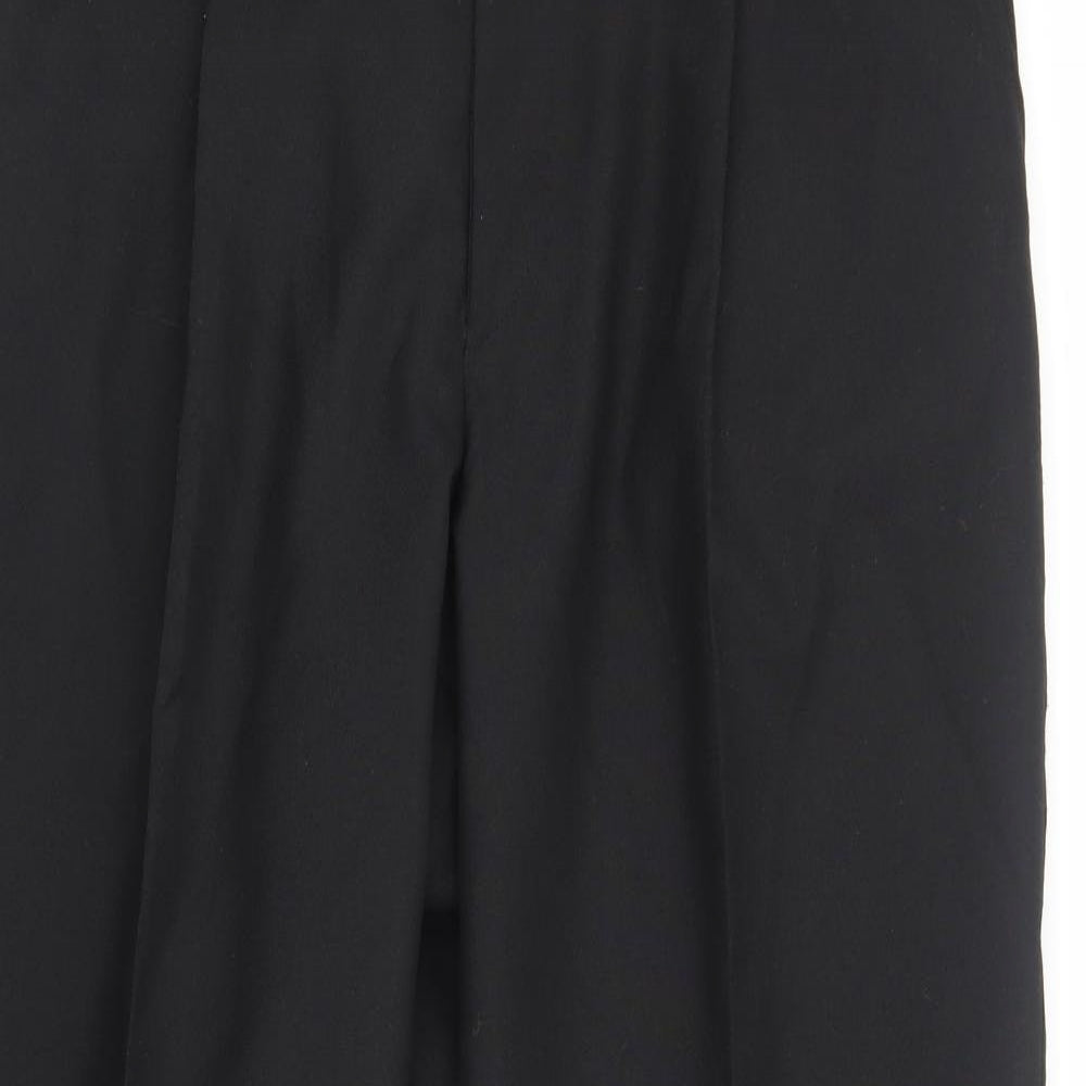 David Moss Mens Black Polyester Dress Pants Trousers Size L Regular Zip