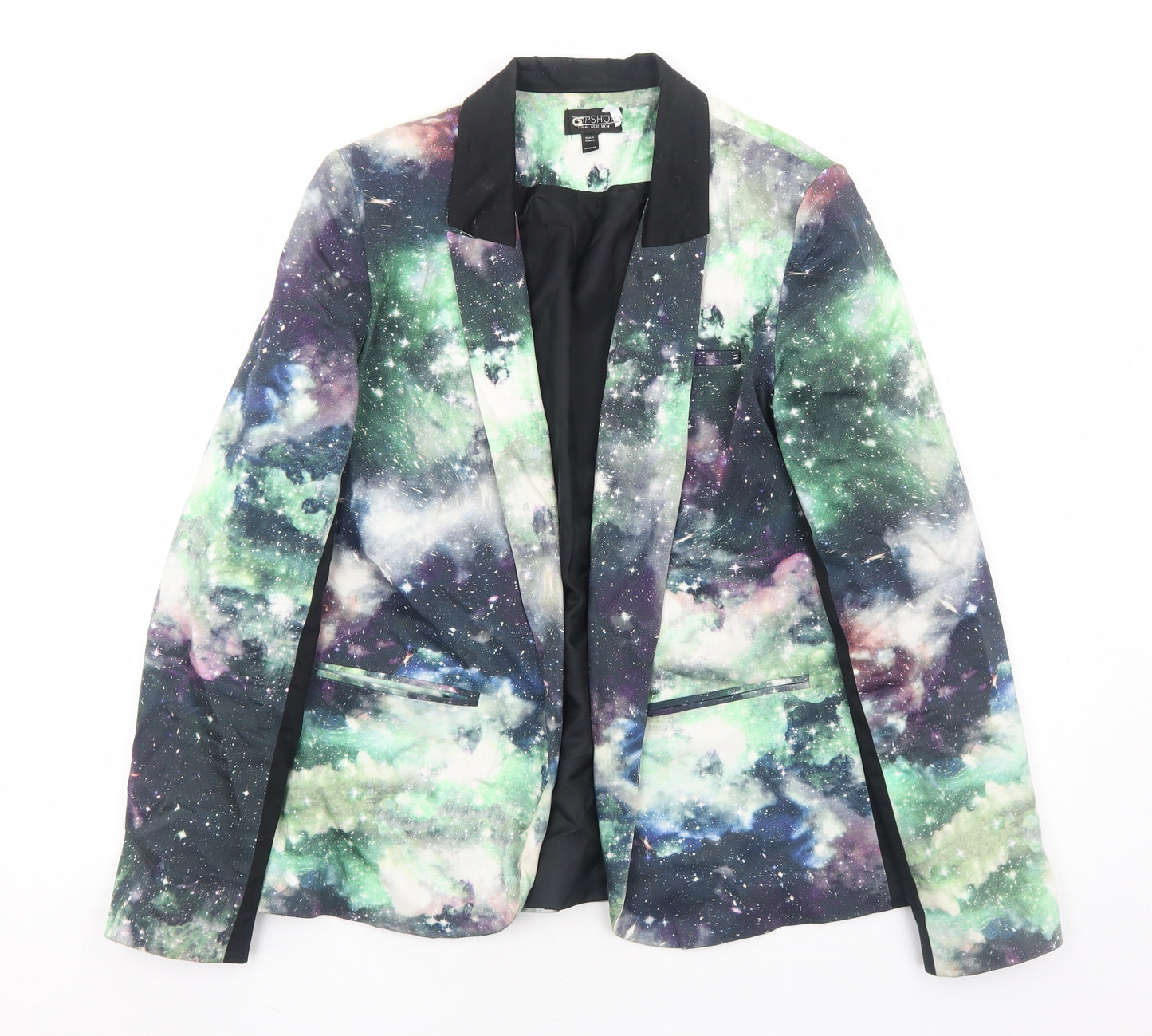 Topshop Womens Multicoloured Geometric Jacket Blazer Size 14 - Galaxy Print