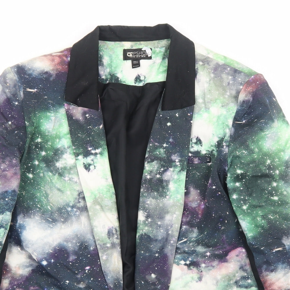 Topshop Womens Multicoloured Geometric Jacket Blazer Size 14 - Galaxy Print