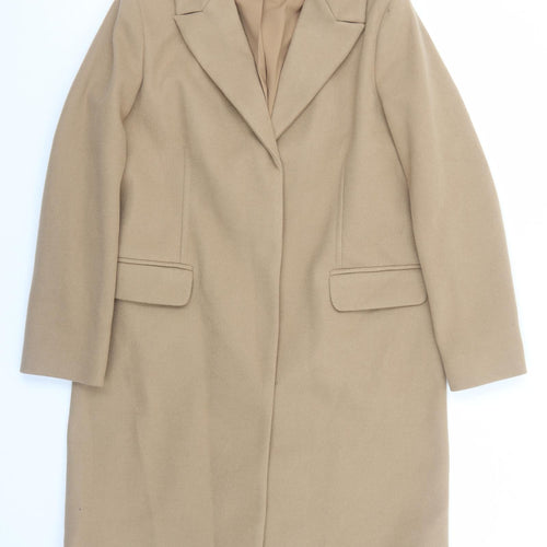 Marks and Spencer Womens Brown Overcoat Coat Size 14 Button