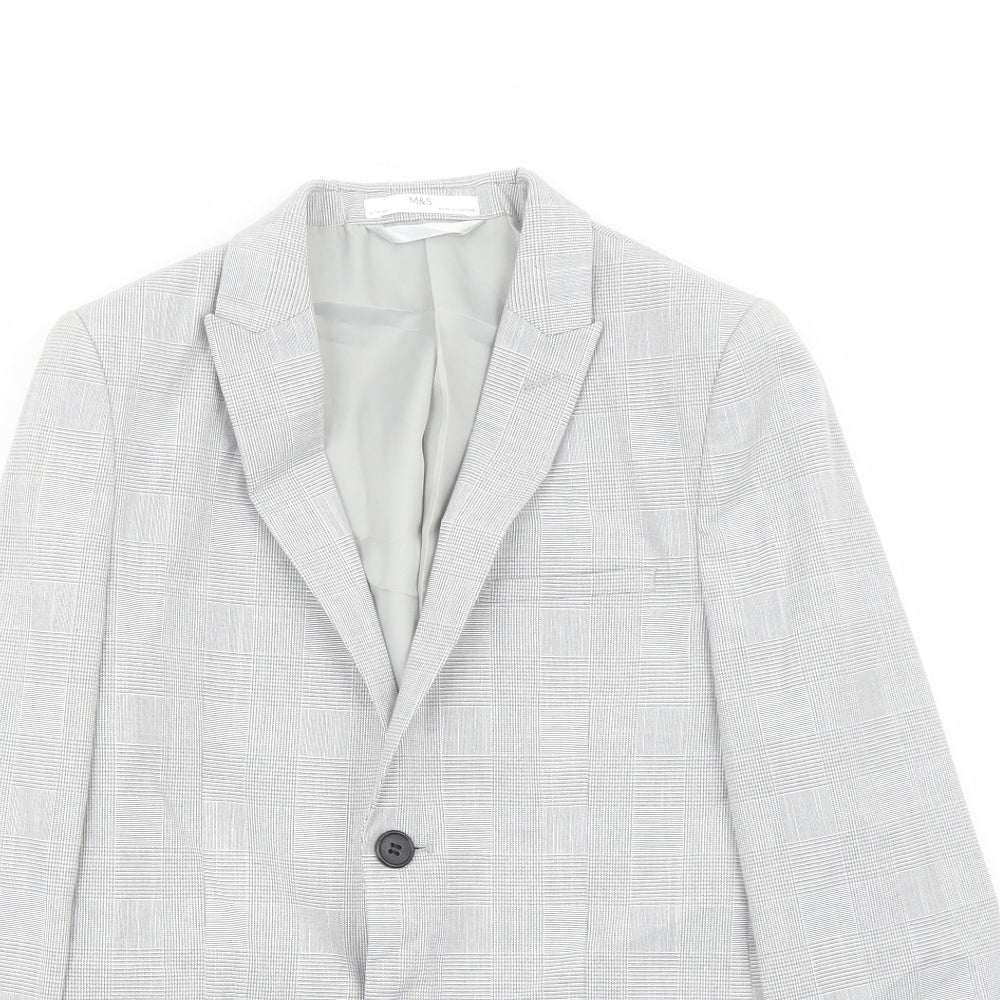 Marks and Spencer Boys Grey Jacket Blazer Size 11-12 Years Button