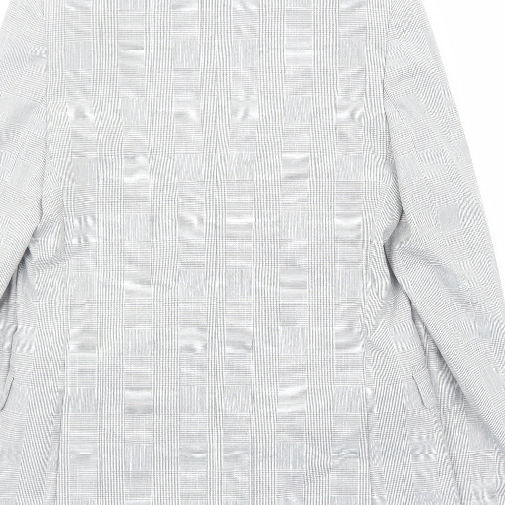 Marks and Spencer Boys Grey Plaid Jacket Blazer Size 10-11 Years Button