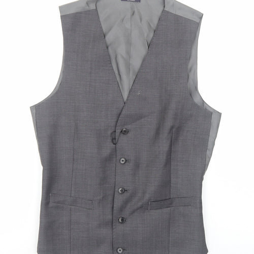 Marks and Spencer Mens Grey Polyester Jacket Suit Waistcoat Size M Regular