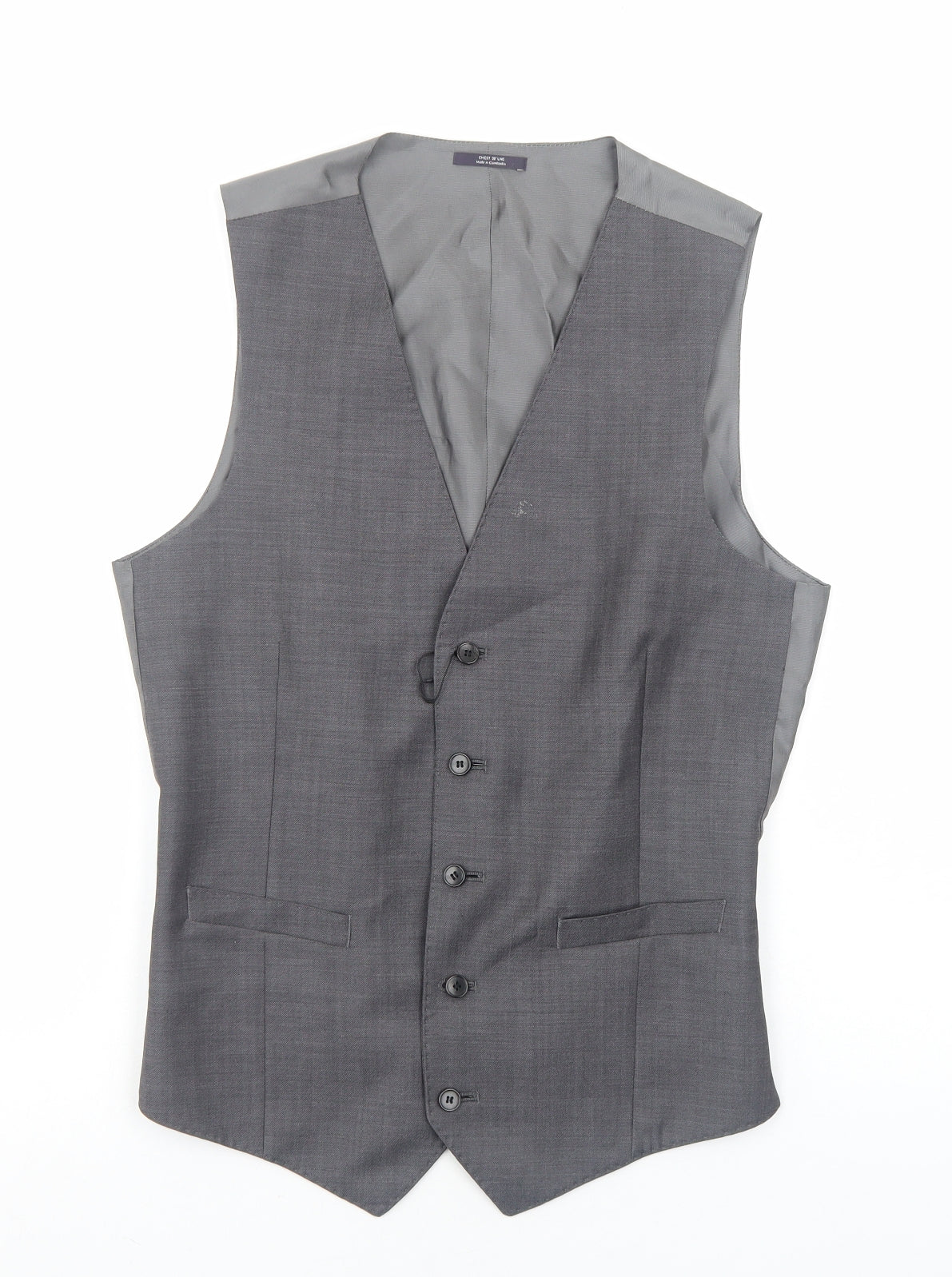 Marks and Spencer Mens Grey Polyester Jacket Suit Waistcoat Size M Regular