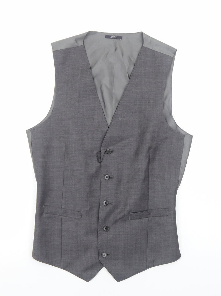 Marks and Spencer Mens Grey Polyester Jacket Suit Waistcoat Size M Regular