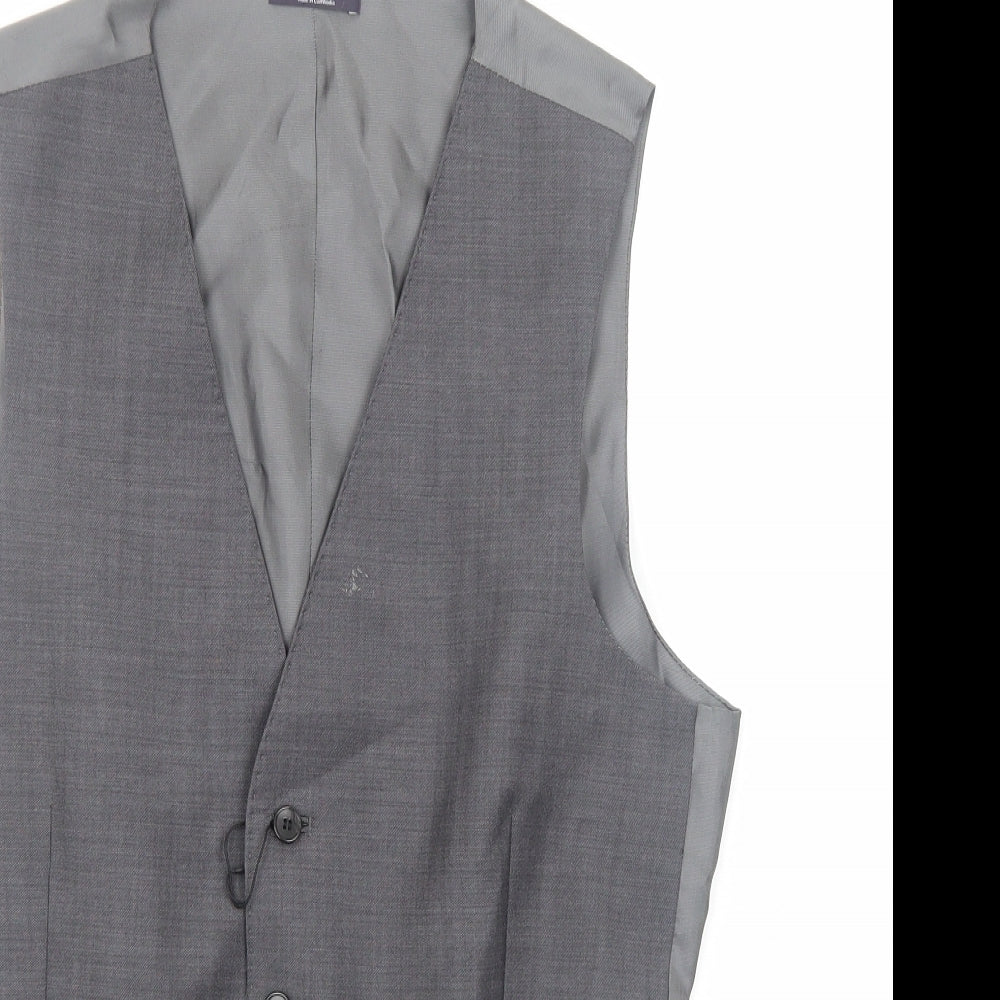 Marks and Spencer Mens Grey Polyester Jacket Suit Waistcoat Size M Regular