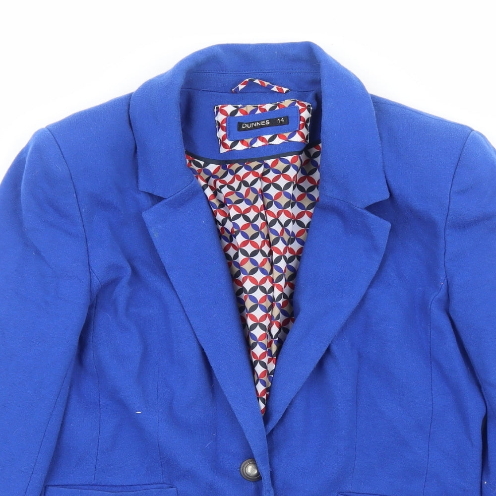 Dunnes Stores Womens Blue Jacket Blazer Size 14 Button