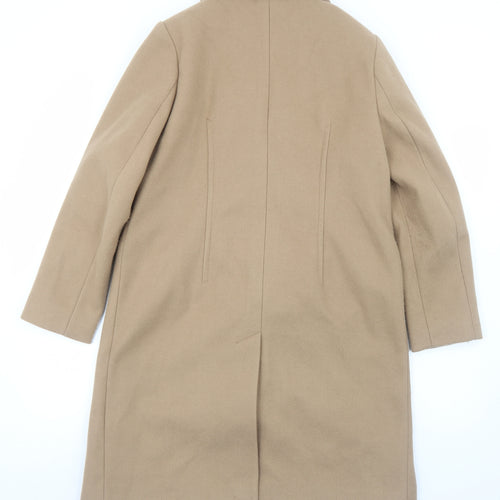 Marks and Spencer Womens Brown Overcoat Coat Size 12 Snap