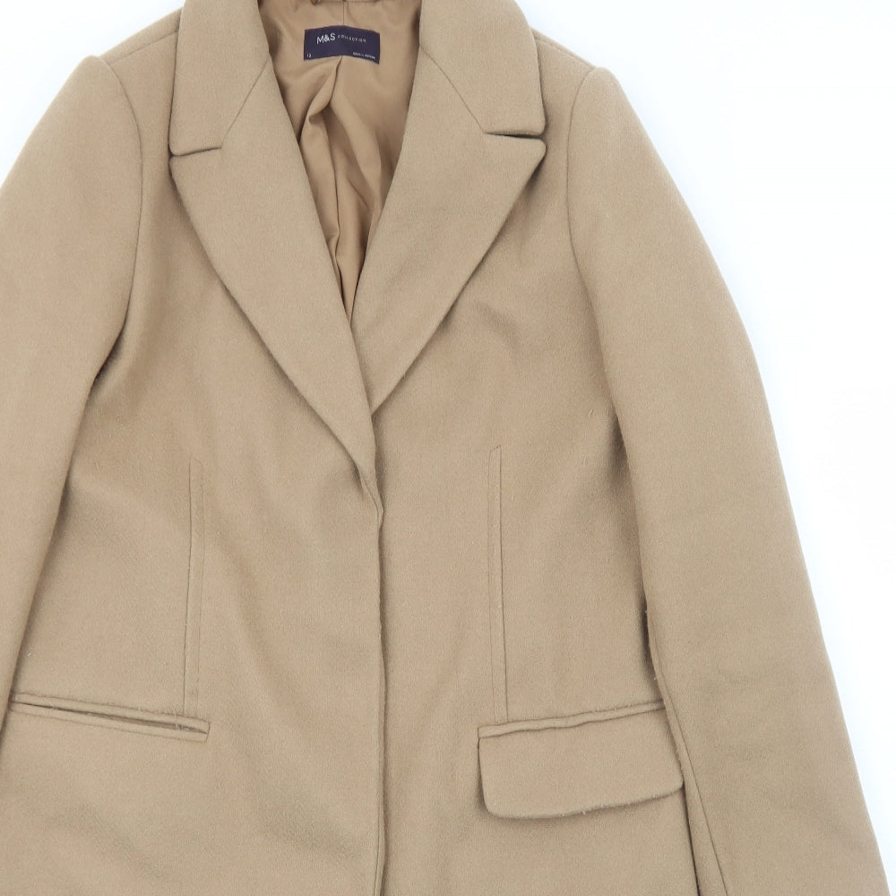 Marks and Spencer Womens Brown Overcoat Coat Size 12 Snap