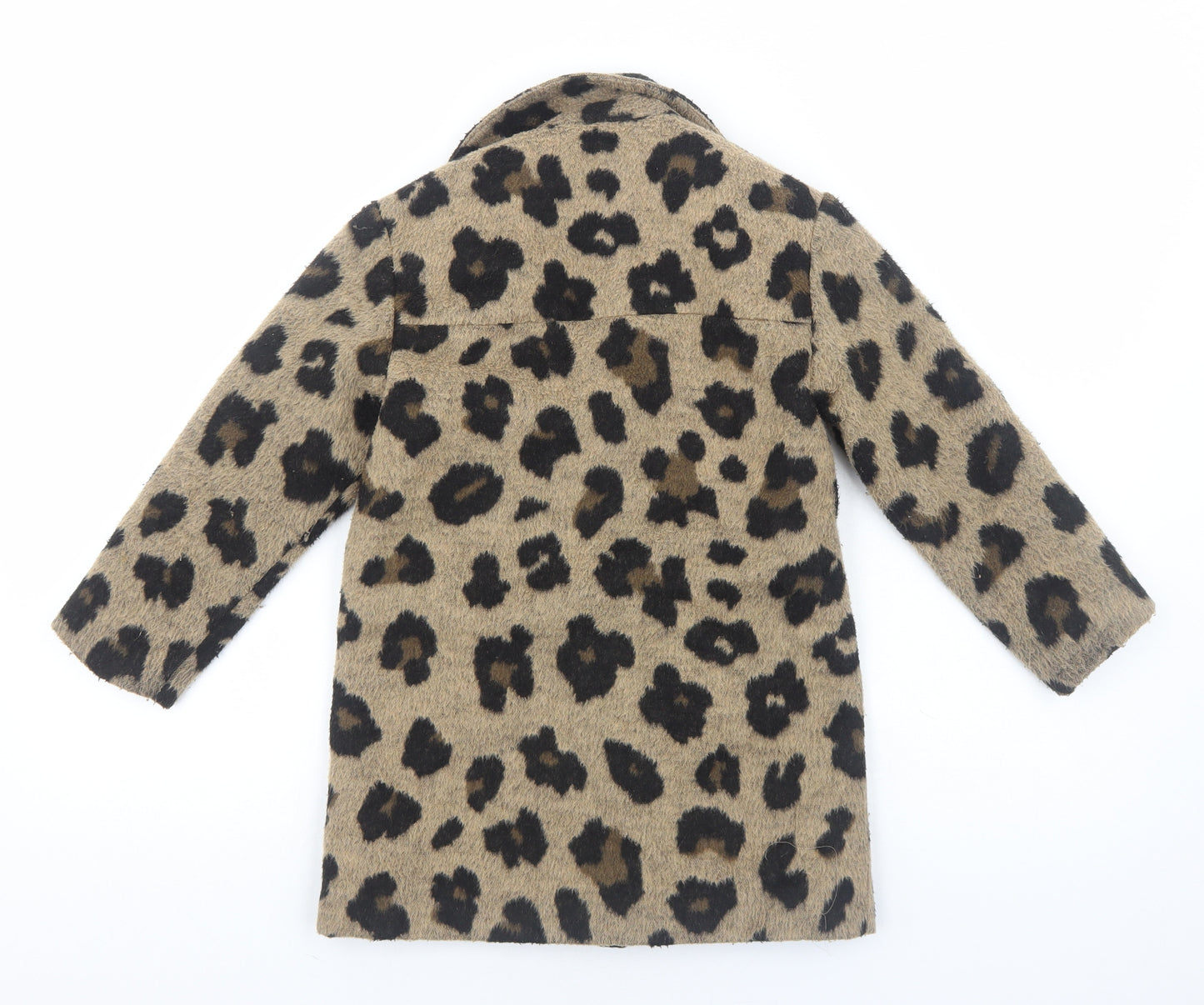 NEXT Girls Brown Animal Print Overcoat Coat Size 6 Years Snap