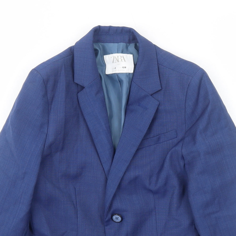 Zara Boys Blue Jacket Blazer Size 8 Years Button