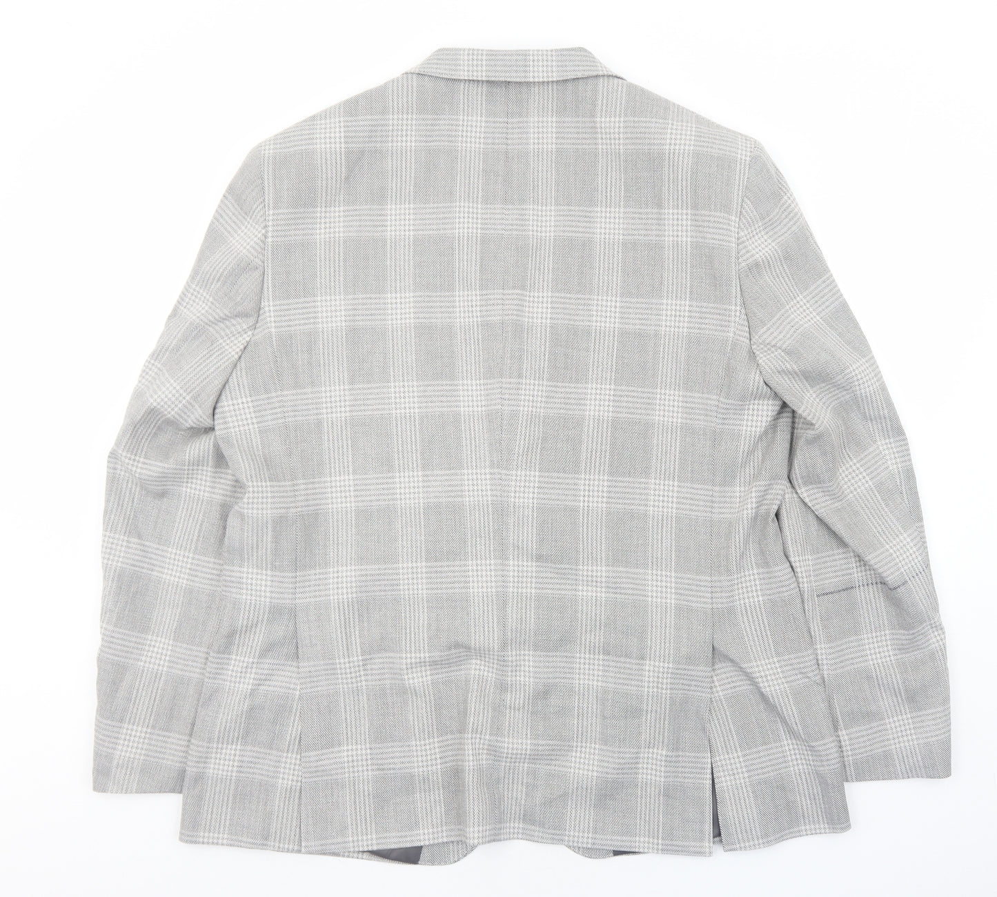 Marks and Spencer Mens Grey Plaid Polyester Jacket Blazer Size XL Regular