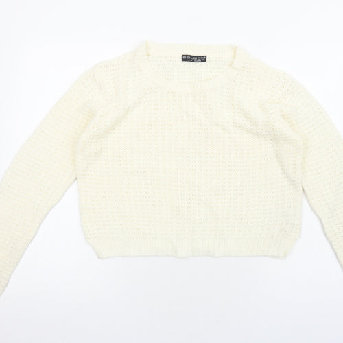 Select Womens Ivory Round Neck Polyester Pullover Jumper Size 16