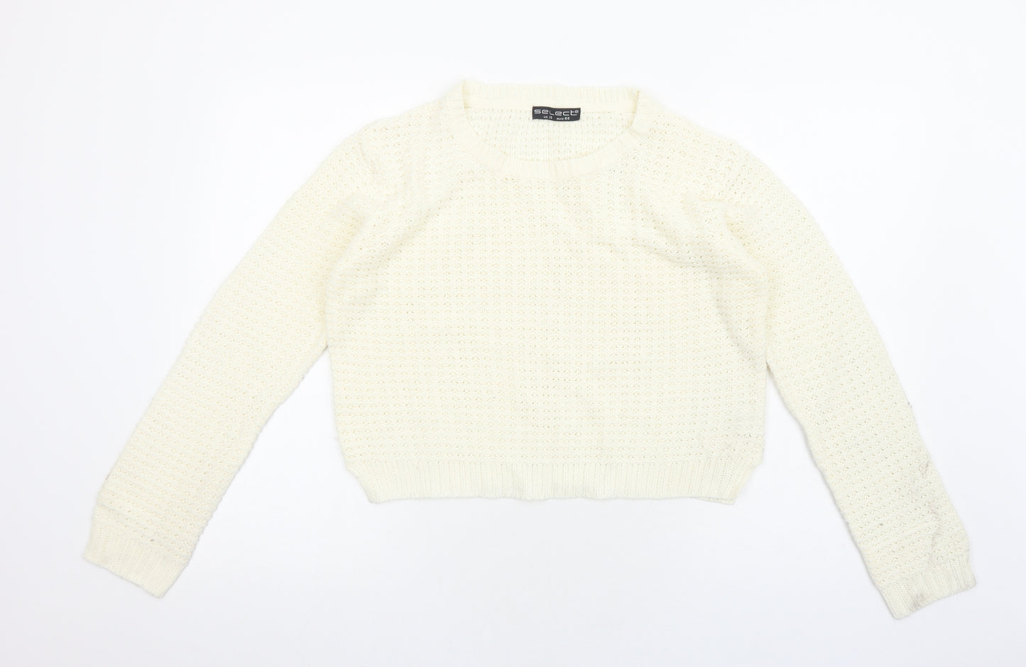 Select Womens Ivory Round Neck Polyester Pullover Jumper Size 16