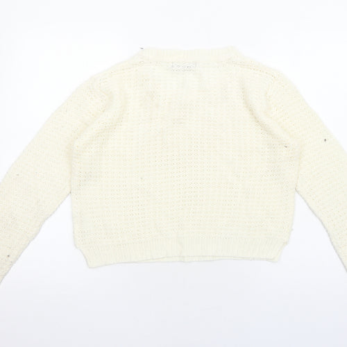 Select Womens Ivory Round Neck Polyester Pullover Jumper Size 16