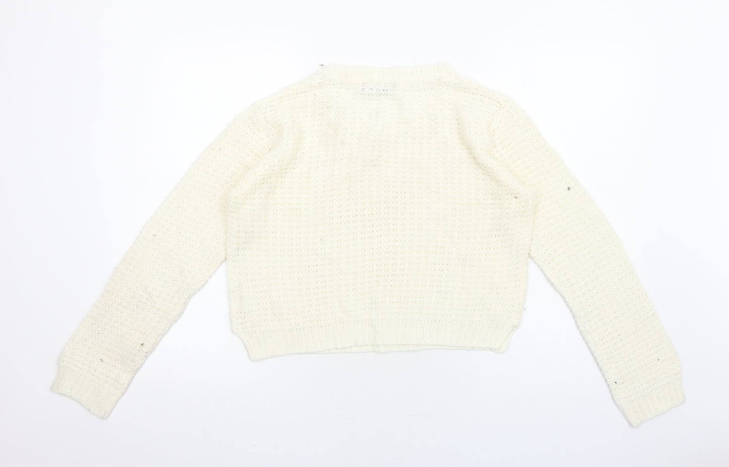 Select Womens Ivory Round Neck Polyester Pullover Jumper Size 16