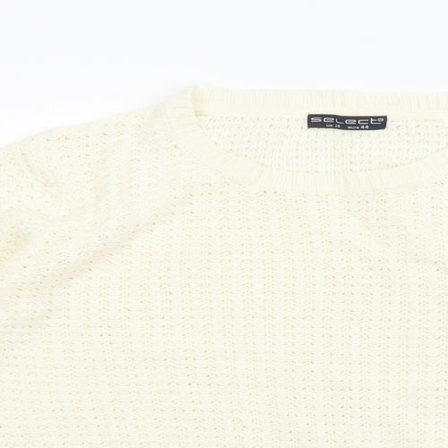 Select Womens Ivory Round Neck Polyester Pullover Jumper Size 16